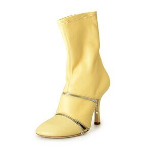 Burberry Women's "Peep 100 Boot" 100% Leather Heeled Booties Shoes US 8 EUR 38